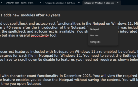 Notepad on Windows 11